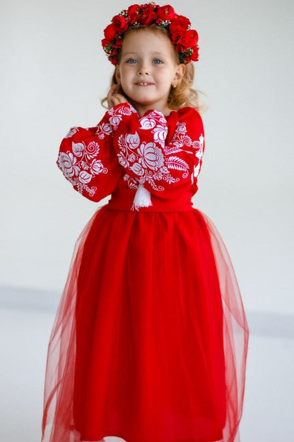 Red Embroidered Dress For A Girl