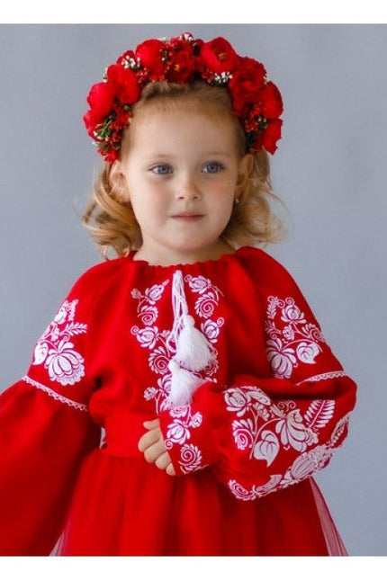 Red Embroidered Dress For A Girl