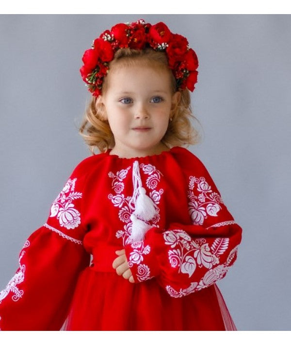 Red Embroidered Dress For A Girl