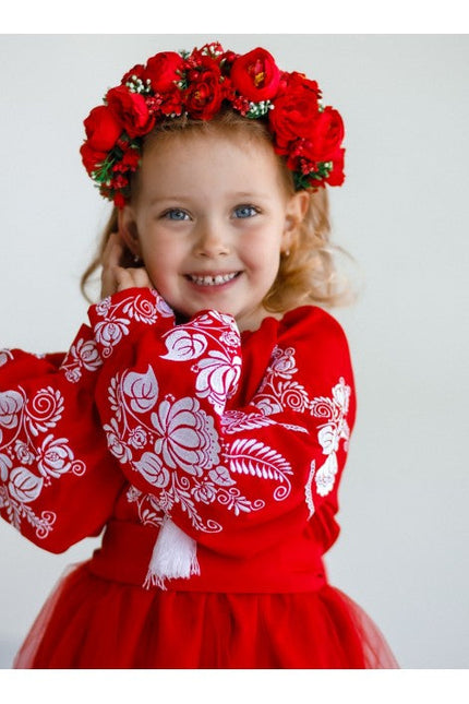 Red Embroidered Dress For A Girl