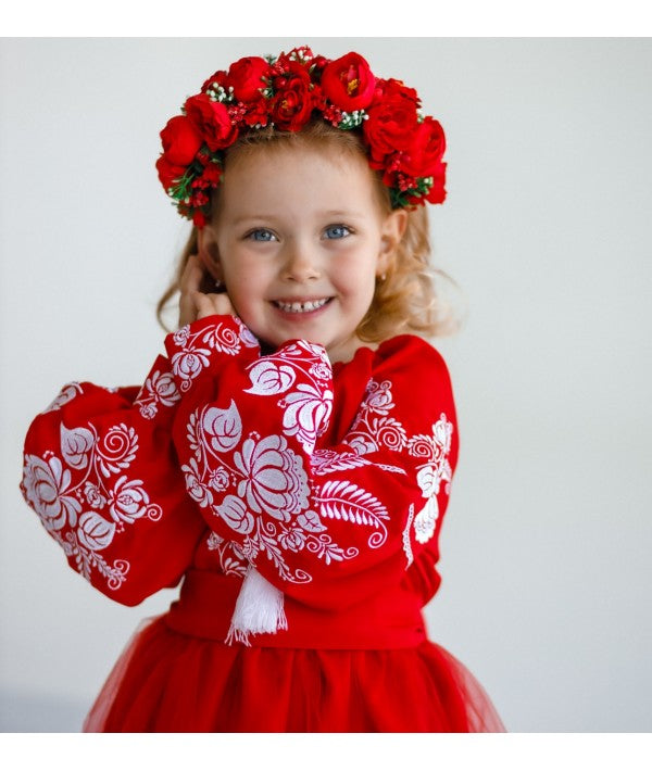 Red Embroidered Dress For A Girl