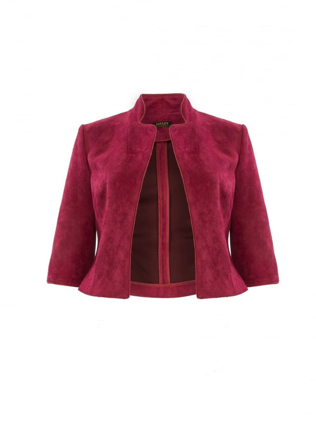 Red Faux Suede Jacket-3