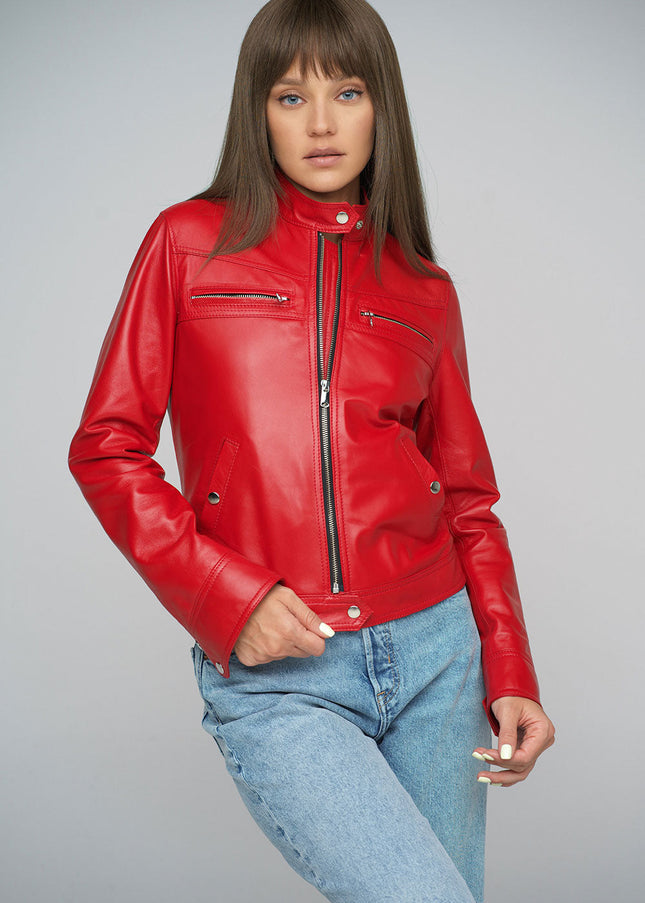 Red Genuine Lambskin Jacket-0