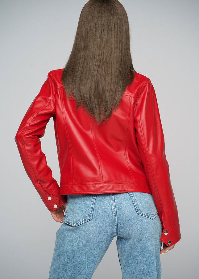 Red Genuine Lambskin Jacket-1