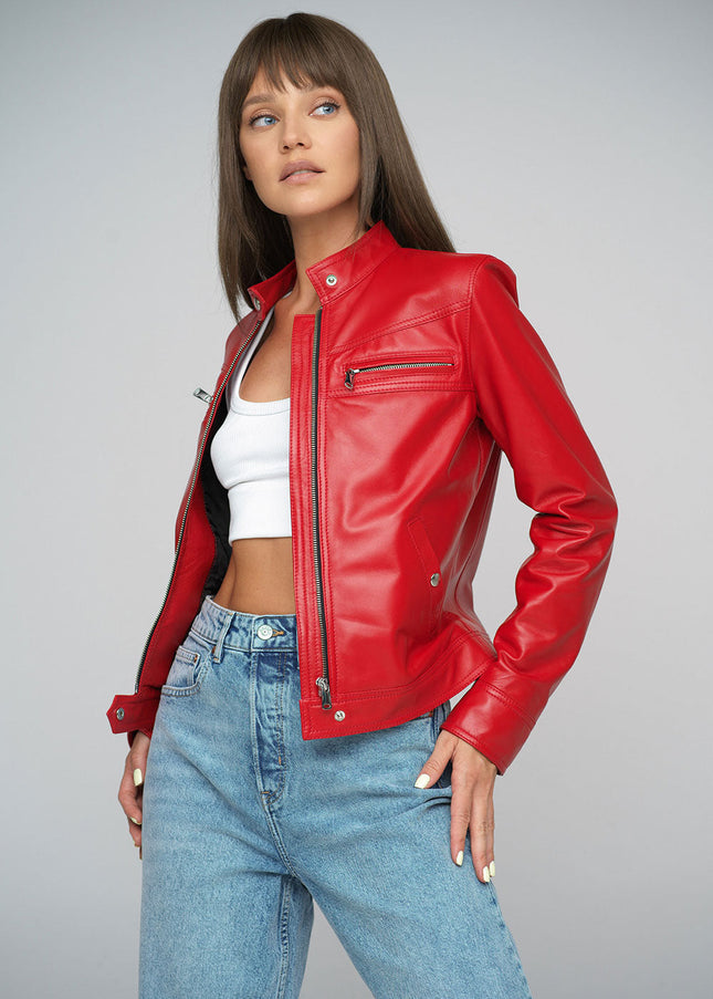 Red Genuine Lambskin Jacket-2