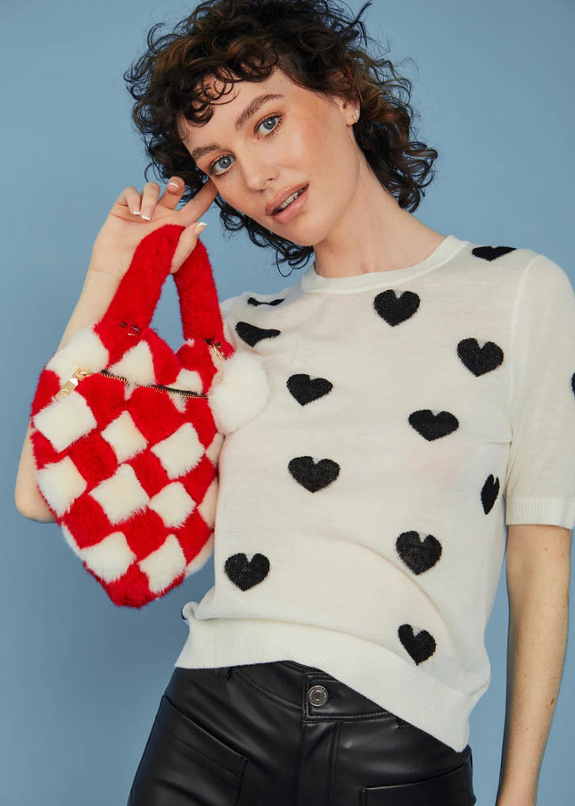 Red White Checkered Love Heart Bag-1