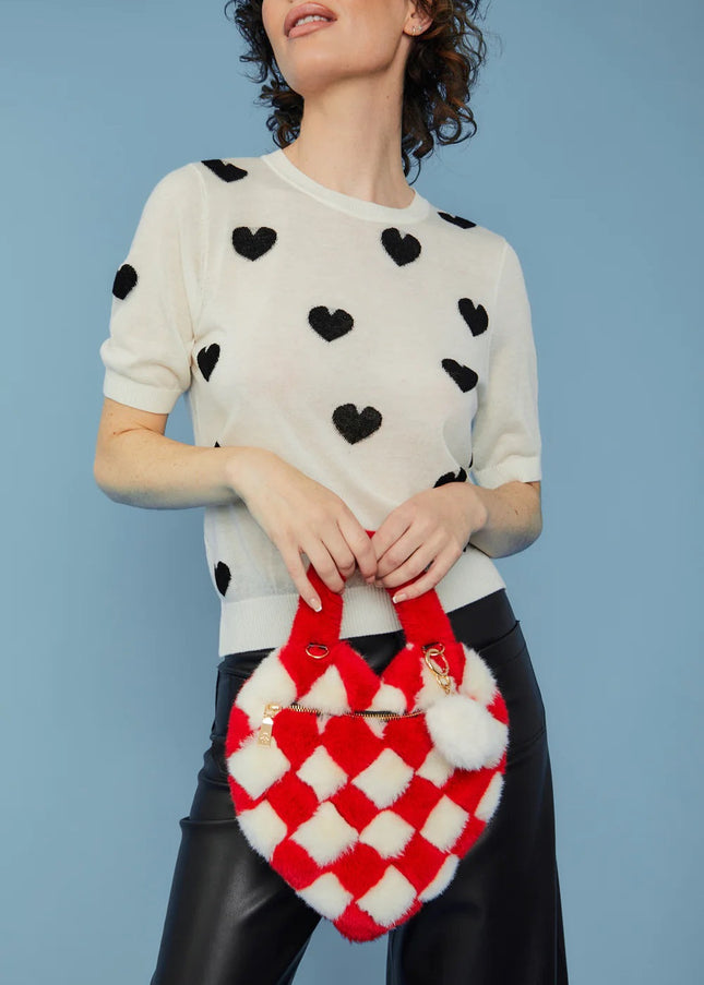 Red White Checkered Love Heart Bag-0