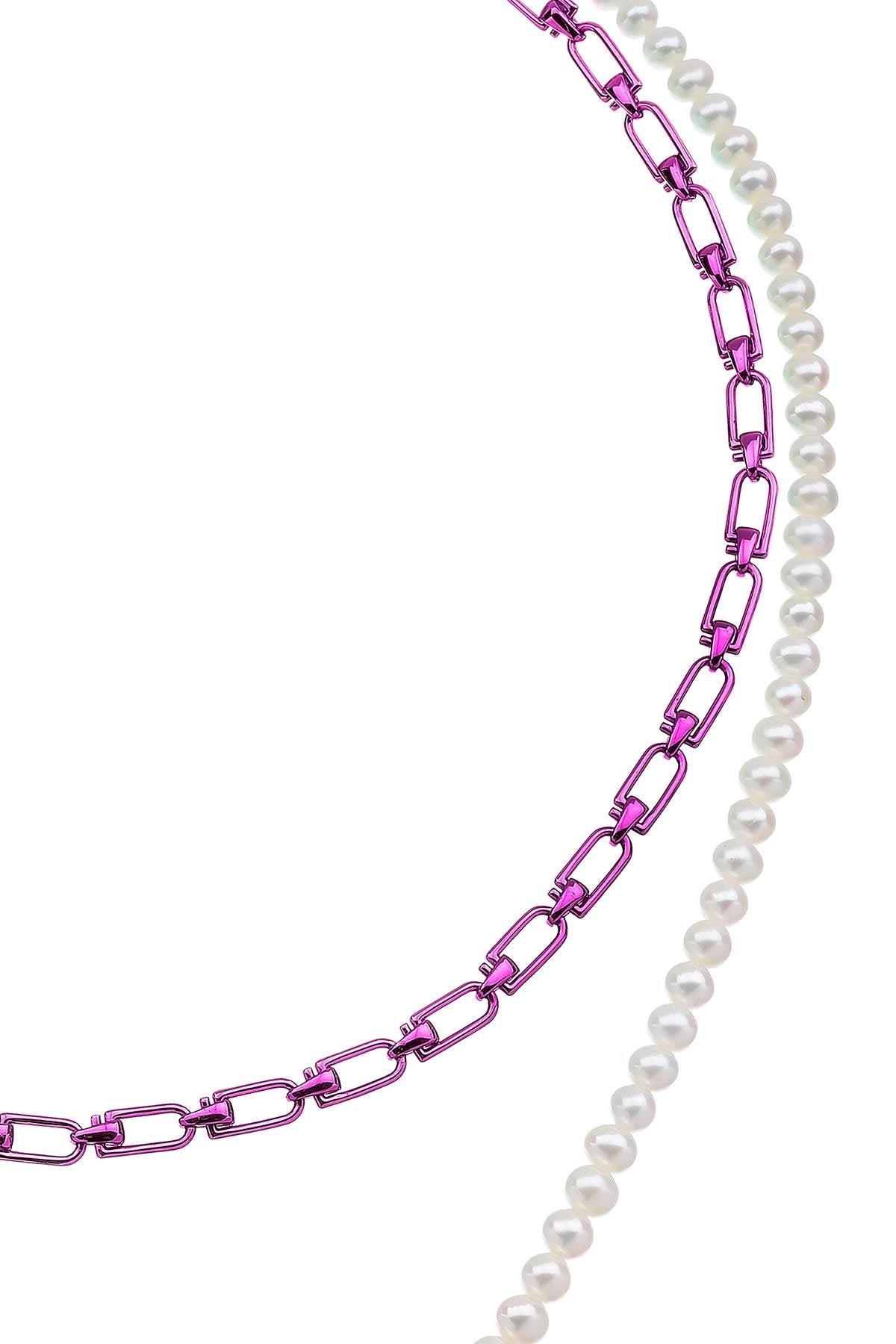 'Reine' Double Necklace With Pearls-women > accessories > jewellery > necklaces-EERA-os-Bianco-Urbanheer