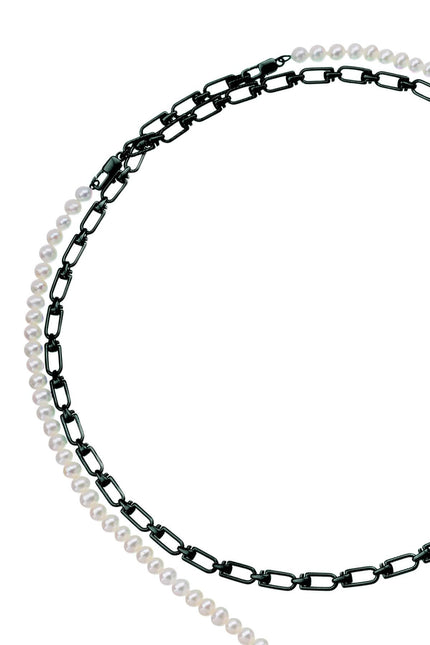 'Reine' Double Necklace With Pearls-women > accessories > jewellery > necklaces-EERA-os-Bianco-Urbanheer