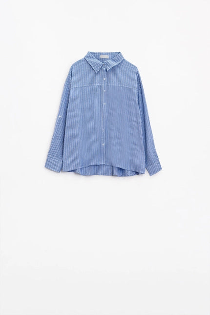 Relaxed Thin Stripe Shirt in Blue