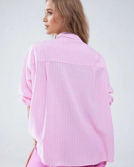 Relaxed Thin Stripe Shirt in Pink