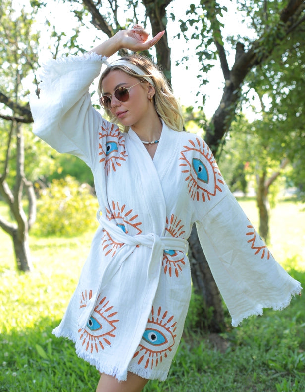 Retro Evil Eye Kaftan Kimono