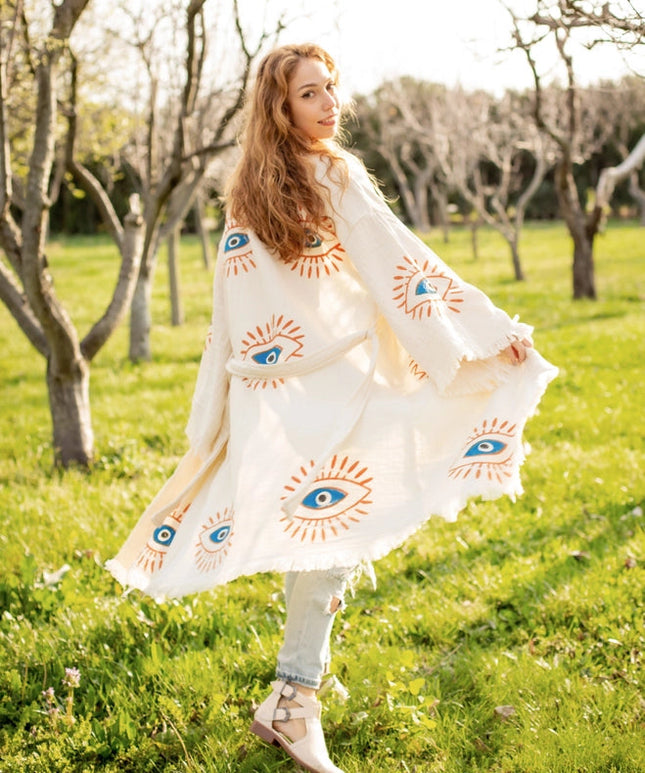 Retro Evil Eye Kaftan Kimono