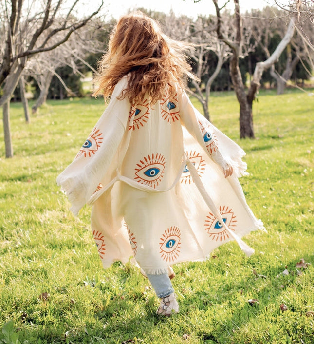 Retro Evil Eye Kaftan Kimono