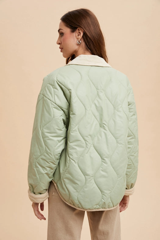 Reversible Quilted Jacket LIGHT OLIVE / OAT