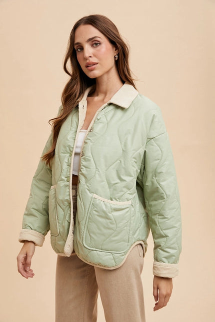 Reversible Quilted Jacket LIGHT OLIVE / OAT