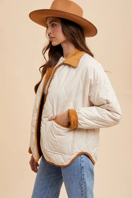 Reversible Quilted Jacket  NATURAL / SEPIA