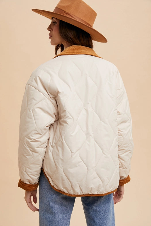 Reversible Quilted Jacket  NATURAL / SEPIA