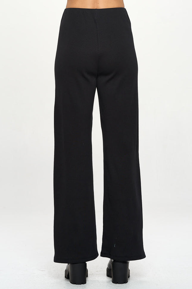 Rib Knit Straight Leg Pants-1