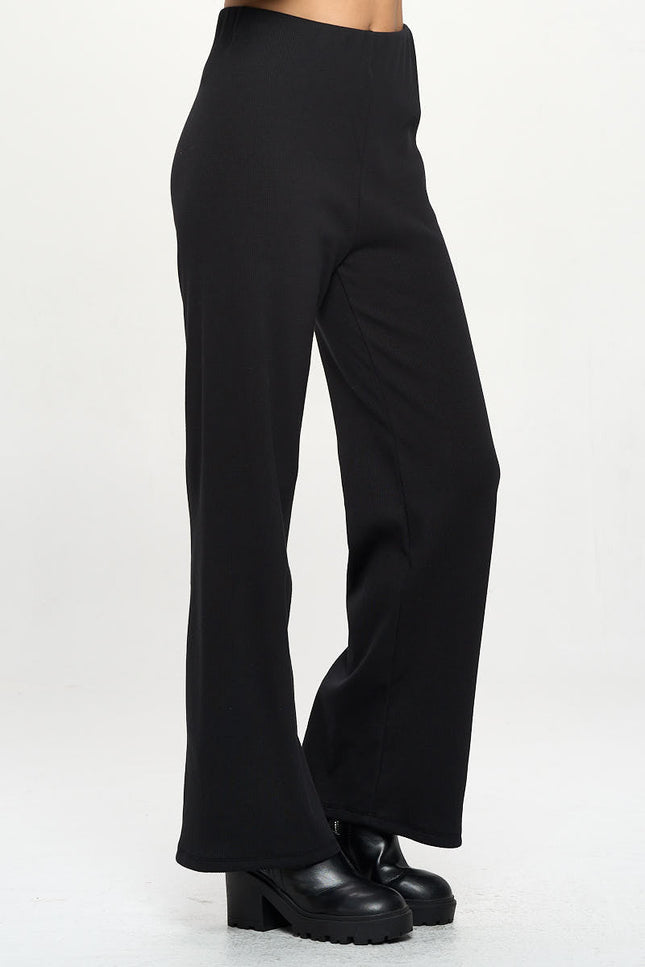 Rib Knit Straight Leg Pants-2