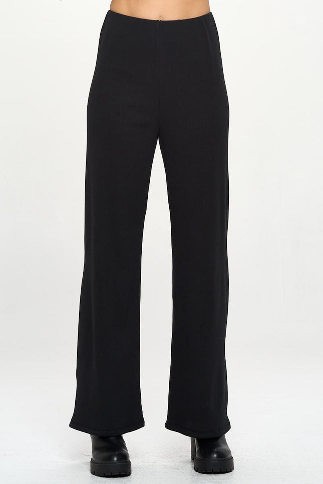 Rib Knit Straight Leg Pants-0