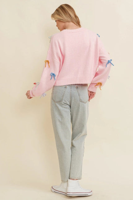 Ribbon Detailing Sweater Pink