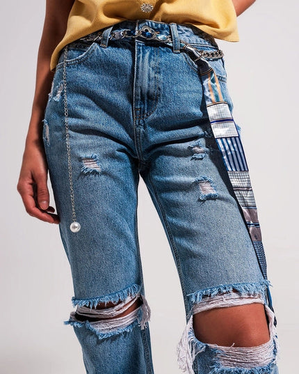 Ripped Knee Jeans In Light Blue