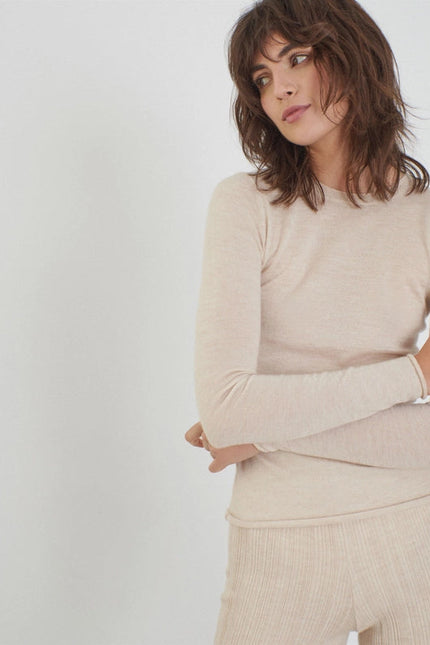 Rita Cashmere Knitted Crew Neck Pullover Ecru