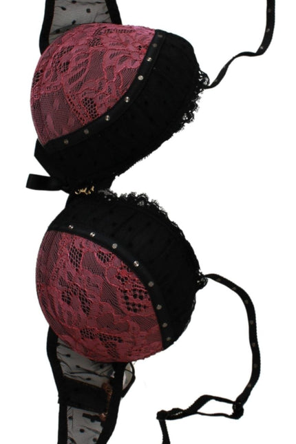 Roberto Cavalli Elegant Black Lace Push-Up Bra