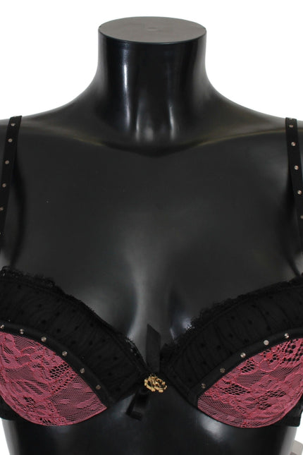 Roberto Cavalli Elegant Black Lace Push-Up Bra