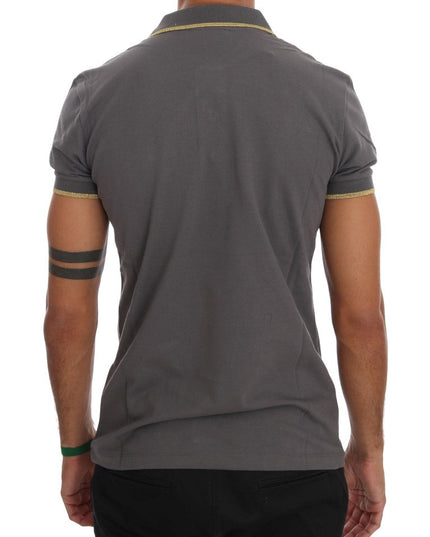 Roberto Cavalli Elegant Grey Cotton Polo Shirt