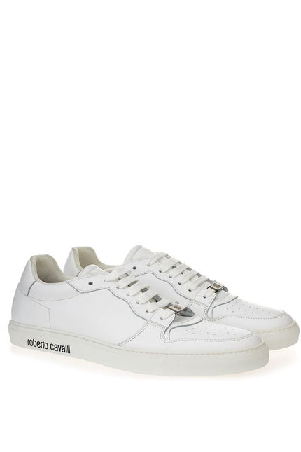 Roberto Cavalli White Leather Sneakers Luxe Footwear