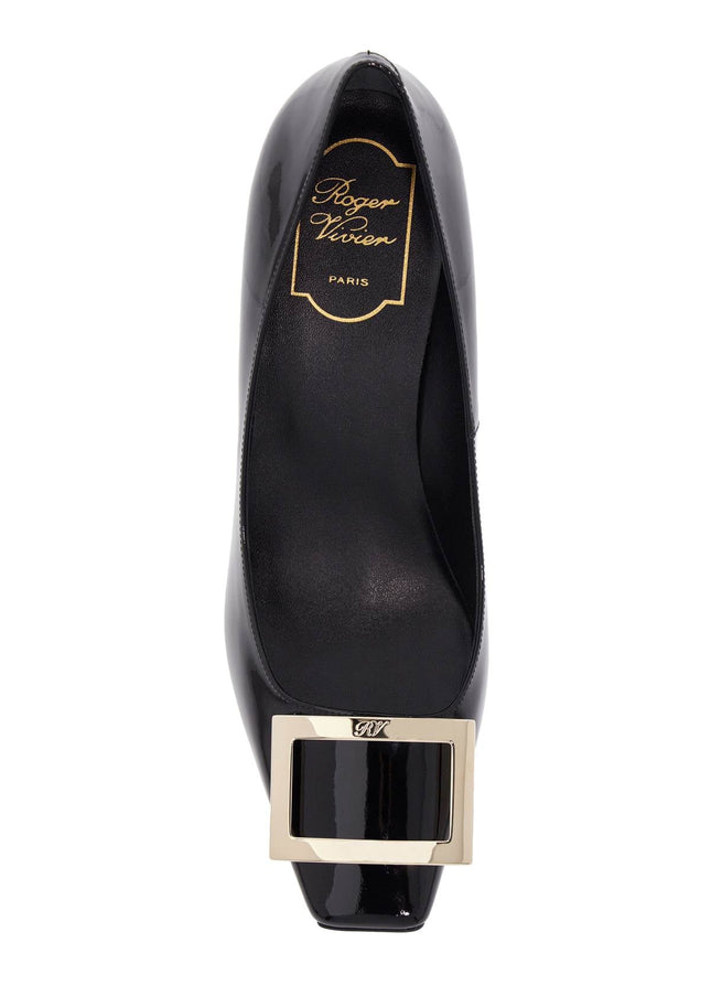 Roger Vivier belle vivier t.70 black calfskin pumps with metal buckle