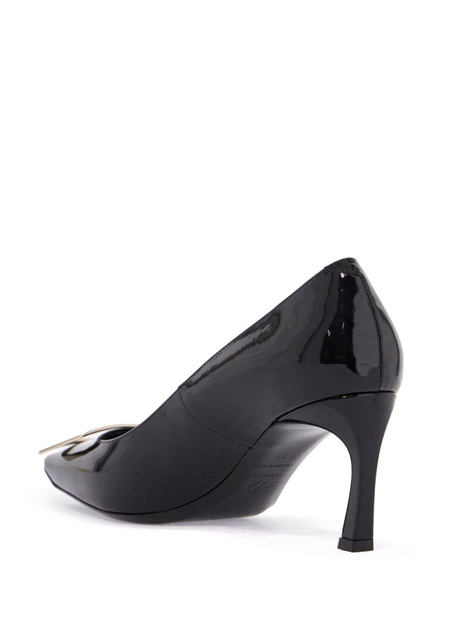 Roger Vivier belle vivier t.70 black calfskin pumps with metal buckle