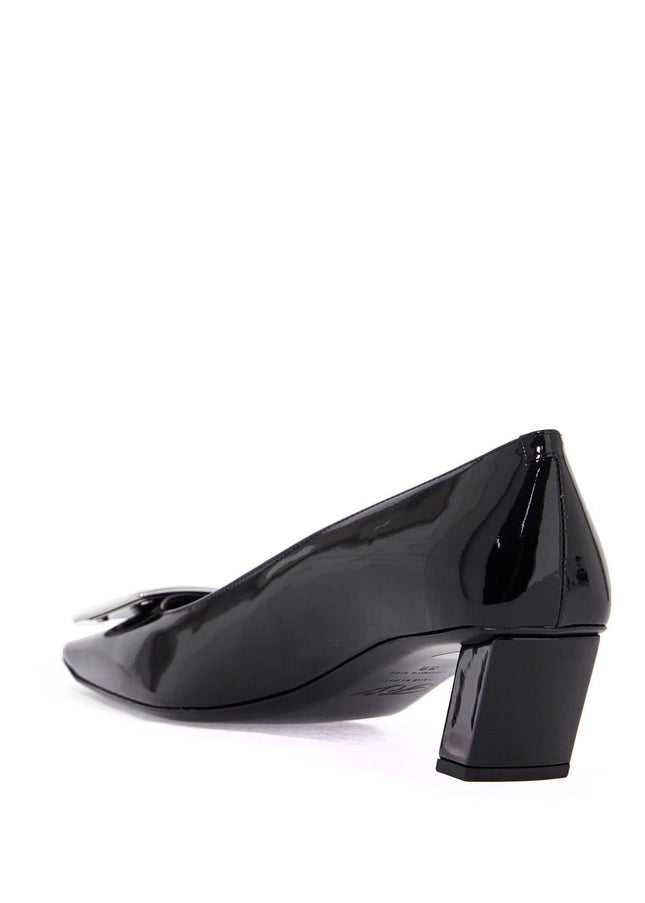 Roger Vivier black calfskin pumps with buckle and wide heel