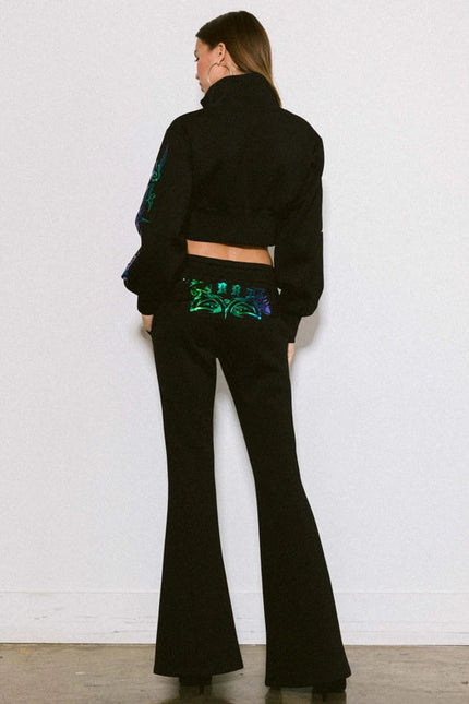 Rose Cropped Track Jacket Black