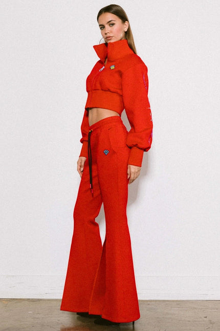 Rose Cropped Track Jacket Red