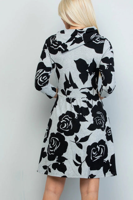 Rose Print Winter Tunic Dress