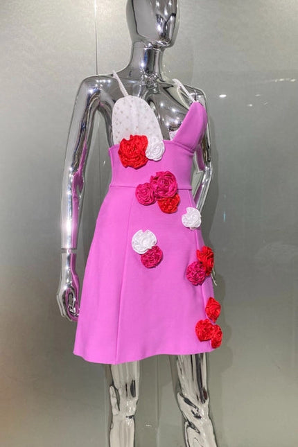 Rose Red Pearl Flower Dress