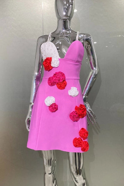 Rose Red Pearl Flower Dress