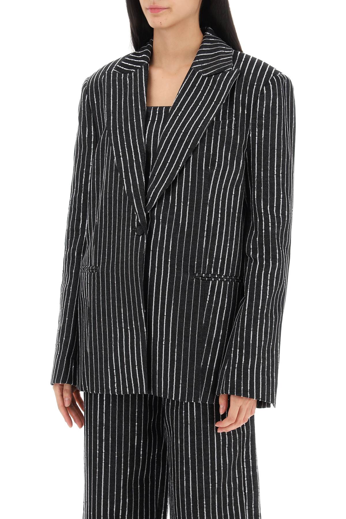 Rotate blazer with sequined stripes-women > clothing > jackets > blazers and vests-Rotate-34-Black-Urbanheer