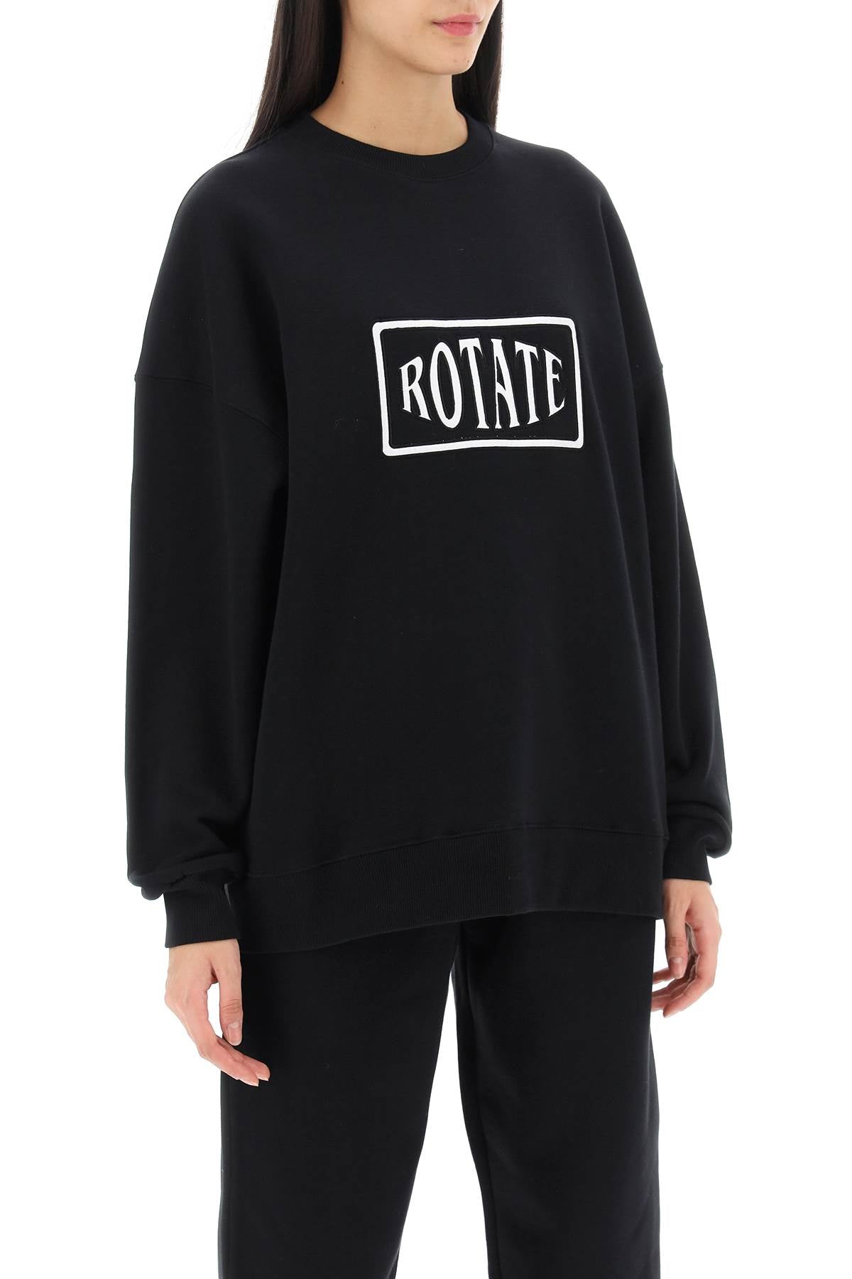 Rotate crew-neck sweatshirt with logo embroidery-women > clothing > tops > sweatshirts-Rotate-xs-Black-Urbanheer