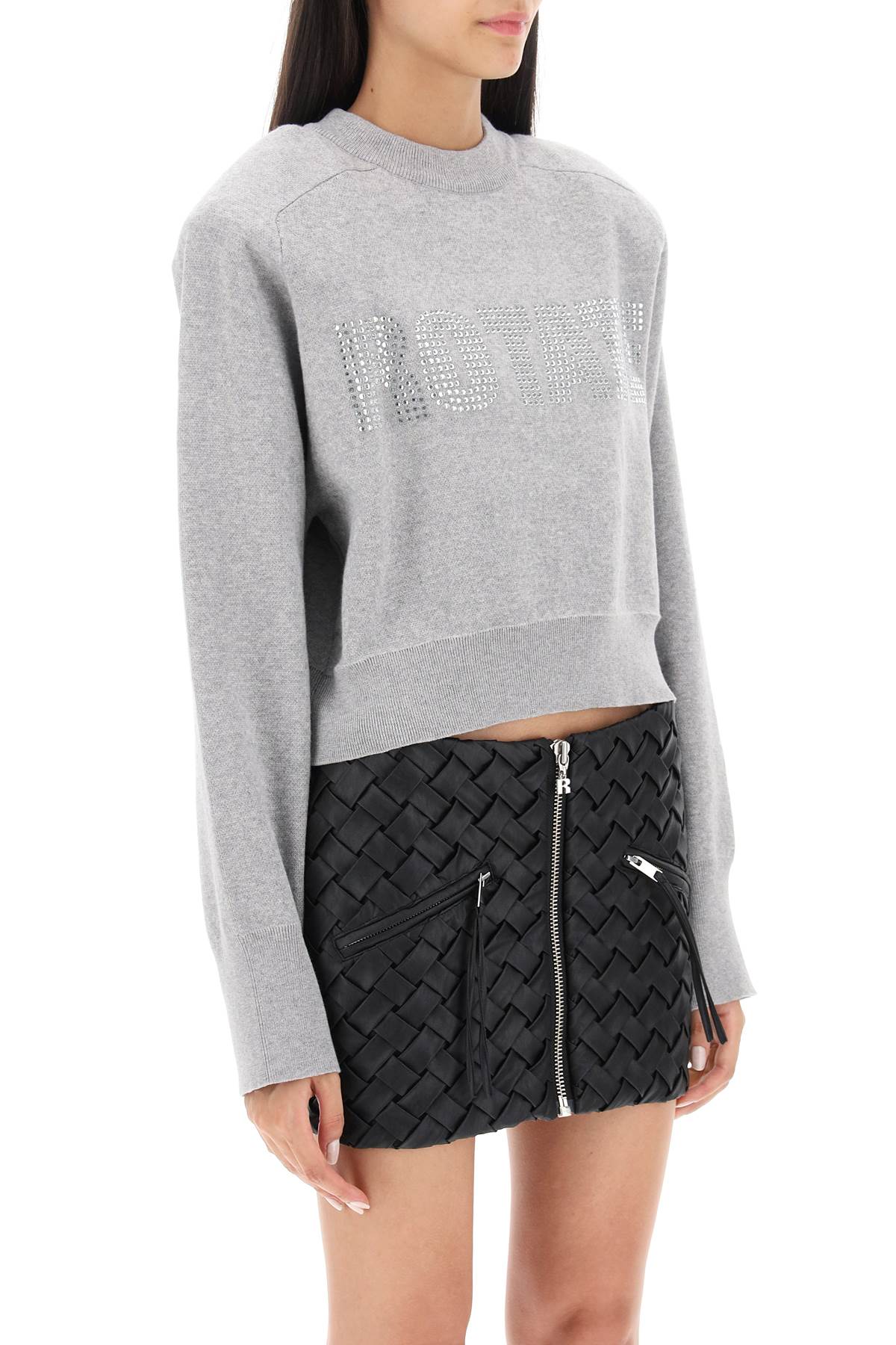 Rotate cropped sweater with rhinestone-studded logo-women > clothing > knitwear-Rotate-Urbanheer