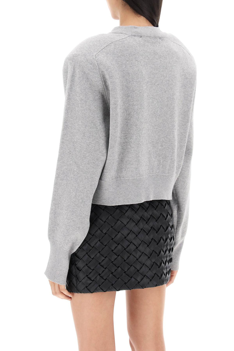 Rotate cropped sweater with rhinestone-studded logo-women > clothing > knitwear-Rotate-Urbanheer