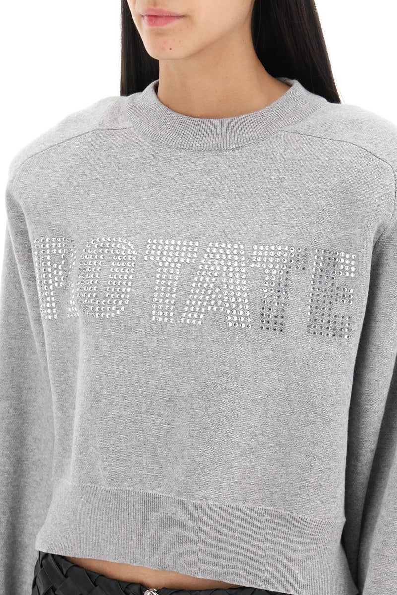 Rotate cropped sweater with rhinestone-studded logo-women > clothing > knitwear-Rotate-Urbanheer