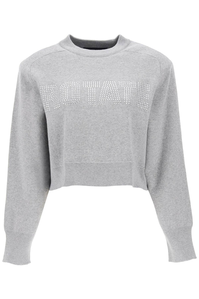 Rotate cropped sweater with rhinestone-studded logo-women > clothing > knitwear-Rotate-Urbanheer