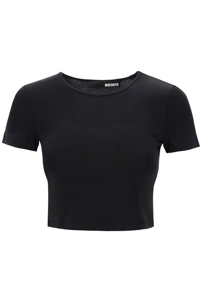 Rotate cropped t-shirt with rhinestone logo-women > clothing > topwear-Rotate-Urbanheer