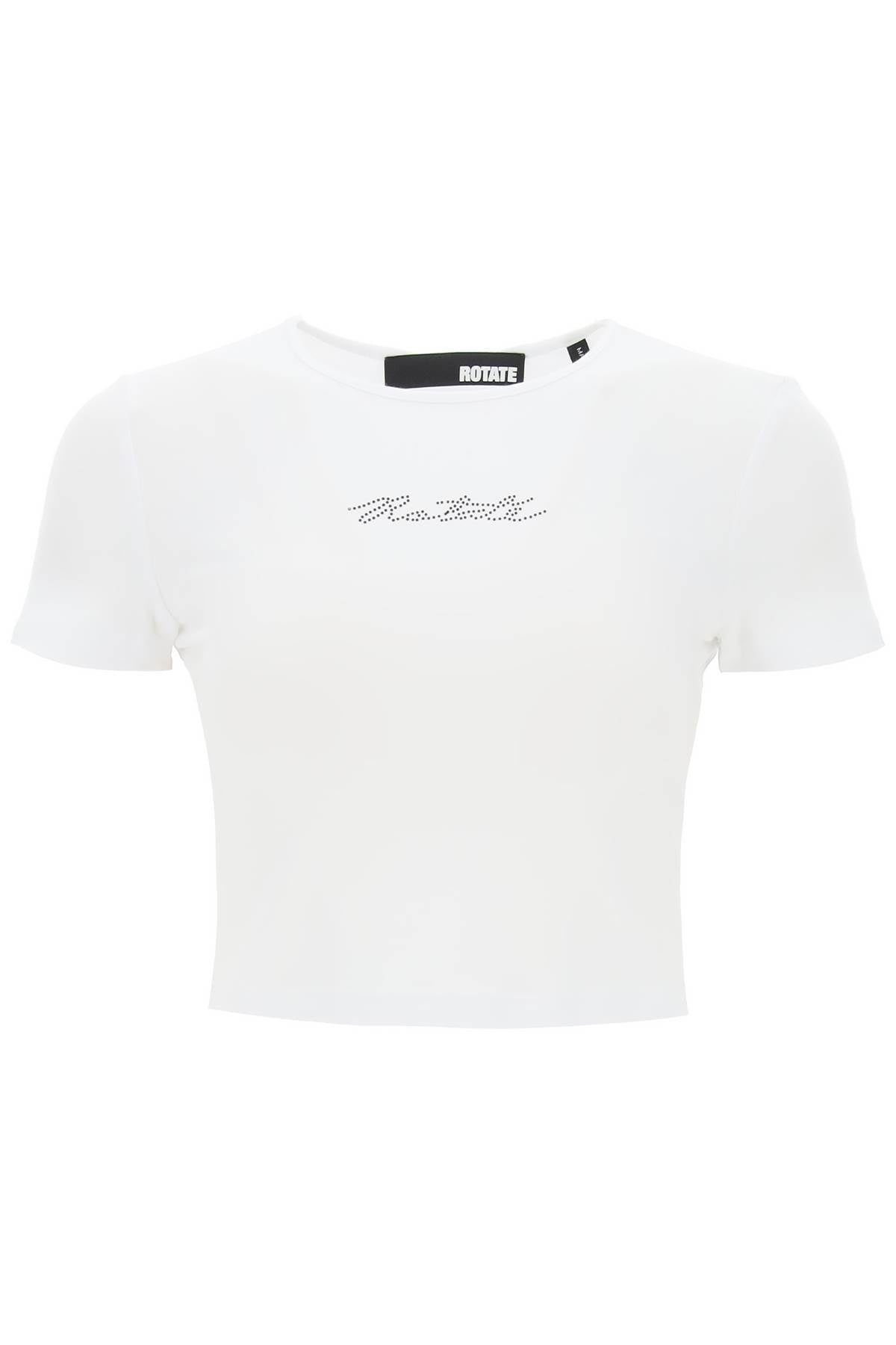 Rotate cropped t-shirt with rhinestone logo-women > clothing > topwear-Rotate-Urbanheer