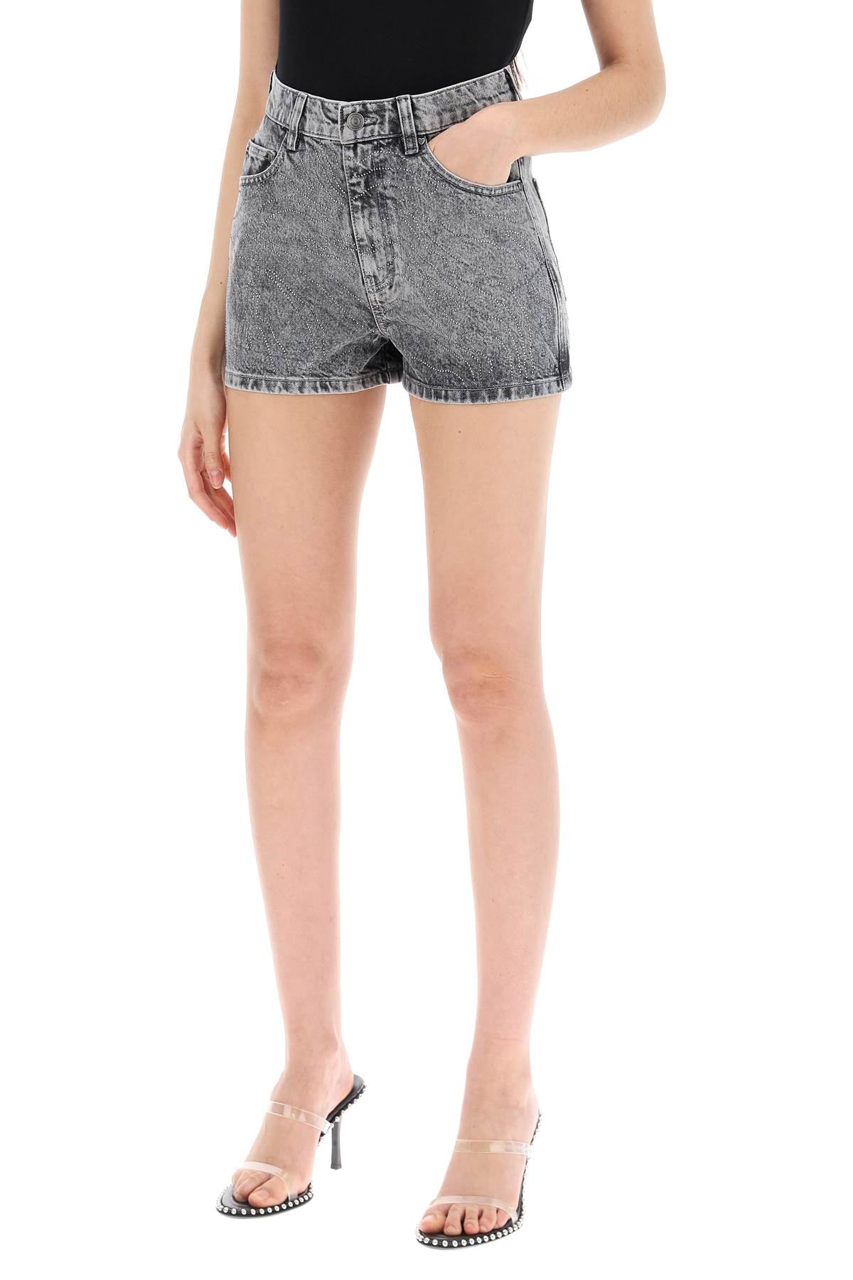 Rotate Denim Shorts With Rhinestone-women > clothing > trousers > shorts-Rotate-Urbanheer