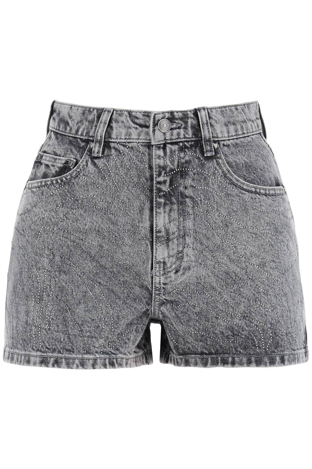 Rotate Denim Shorts With Rhinestone-women > clothing > trousers > shorts-Rotate-Urbanheer